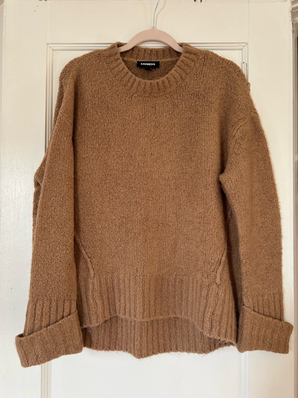 Express Camel Crewneck Pullover Sweater